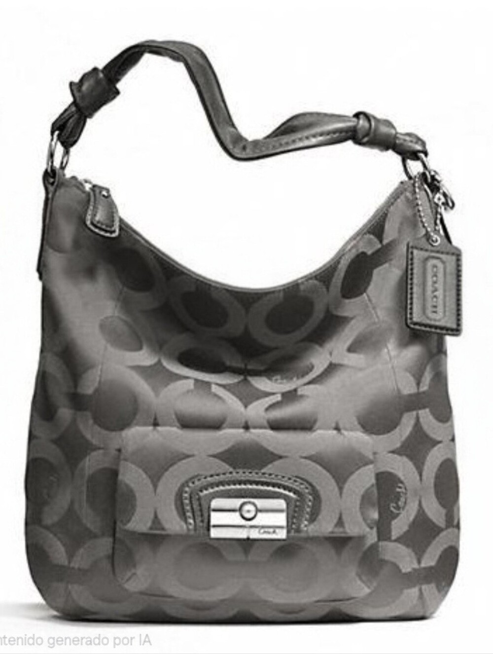 Coach Kristin Op Art Sateen Signature Hobo Shoulder Bag in Gray